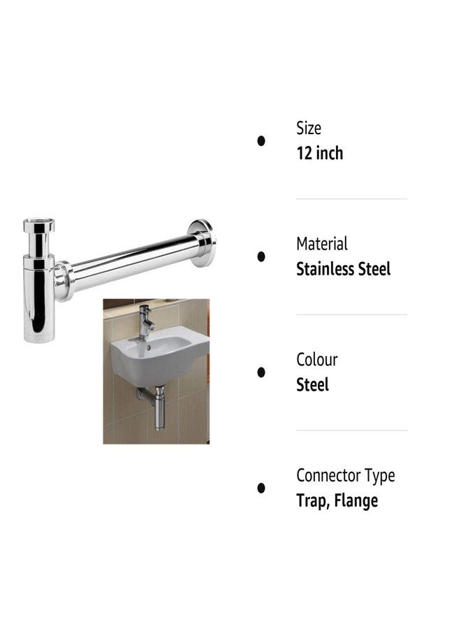 SPAZIO طقم مصيدة زجاجات من الفولاذ المقاوم للصدأ عالي الجودة من SPAZIO مع أنبوب تصريف قابل لتعديل الارتفاع للحمام، حوض الغسيل، حوض المطبخ، مطلي بالكروم - Image 4